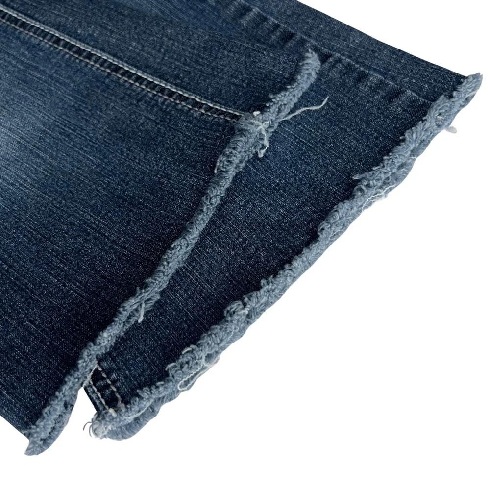 Maurices Jeans Straight Distressed Cropped Raw Hem Blue 3 4 Regular